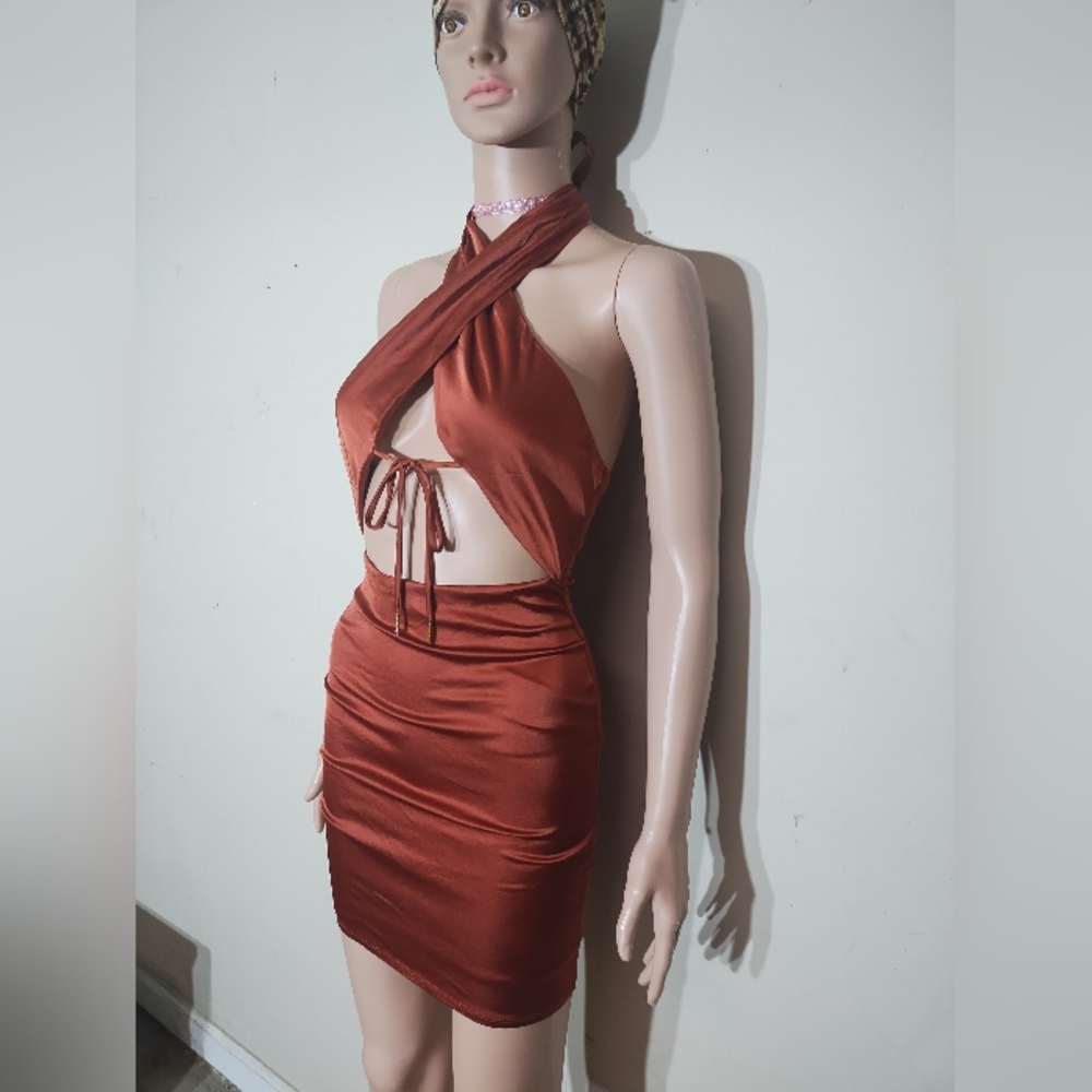 Chic Orange Halter Dress